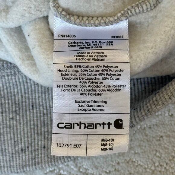 Carhartt Relaxed Fit Heathered Gray Hoodie Medium Weight - Women’s US M 8-10 - Picture 7 of 12